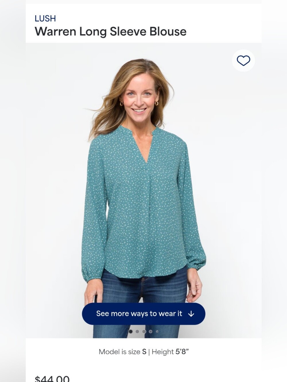 Lush Warren Long Sleeve Blouse In Blue And White